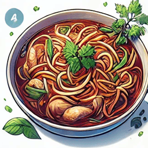 Bowl of Vietnamese beef noodle soup with green onion