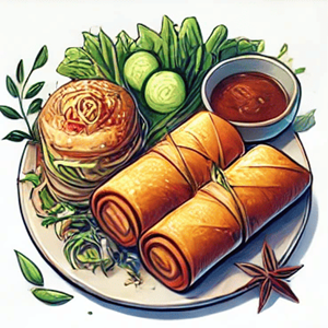 Vegetarian rolls with fresh cucumber and herbs