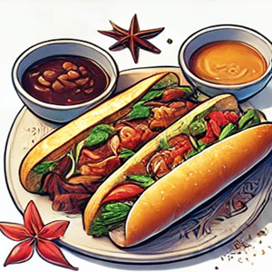 Vietnamese subs on crisp baguette with pickled vegetables